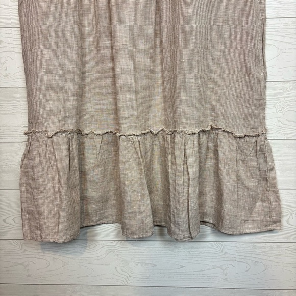 J. McLaughlin Maryann 100% Linen A Line Pintuck Dress Tan Size XL - Picture 3 of 9